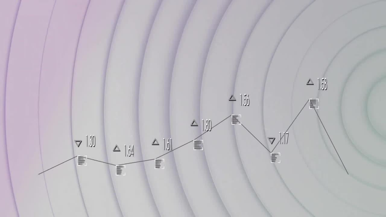 색 원을 통해 진동하는 디지털 데이터 처리의 애니메이션