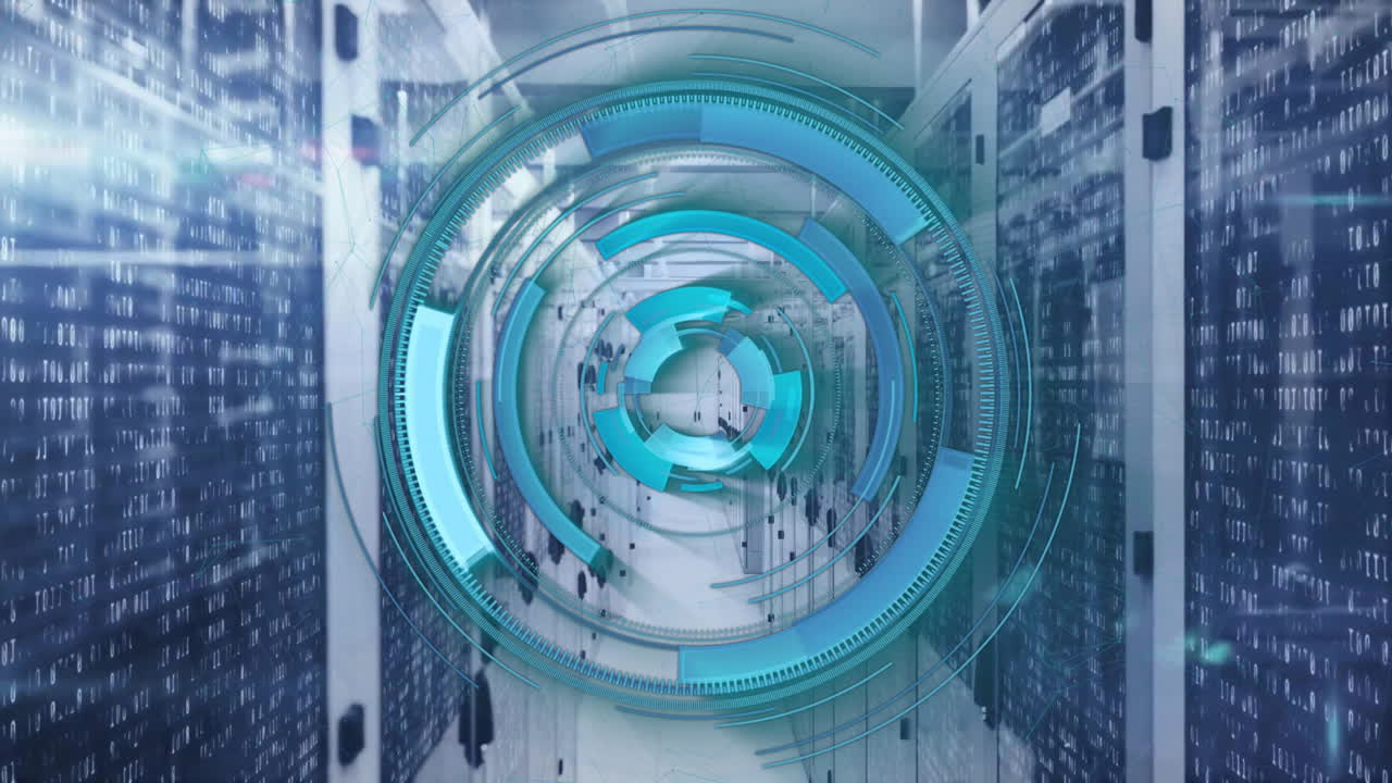 animación del alcance con procesamiento de datos a través de servidores informáticos