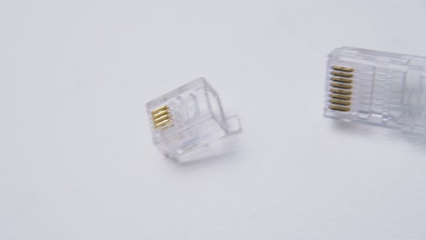 motion above plastic connectors on clean light surface