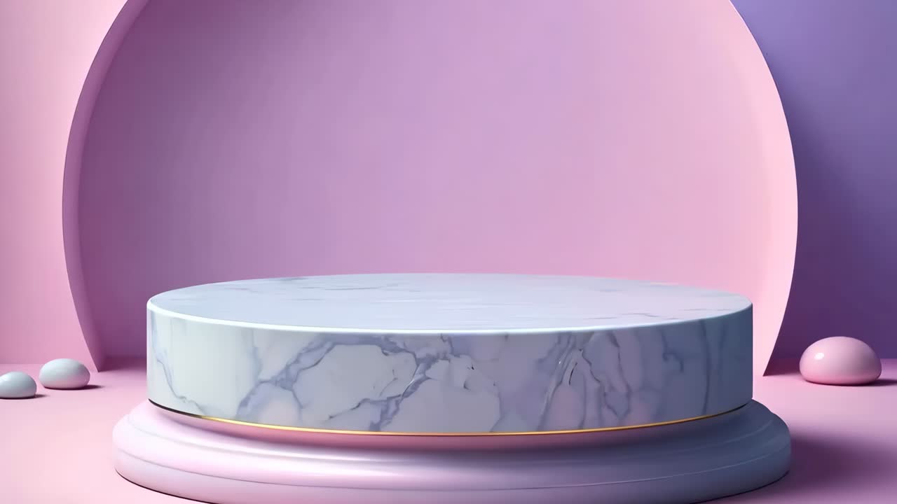 분홍색 배경을 가진  대리석 기단