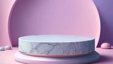 a white marble pedestal with a pink background