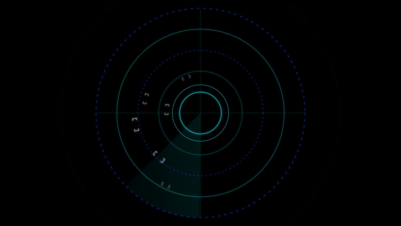 Interfaccia schermo radar digitale con raggio di scansione rotante