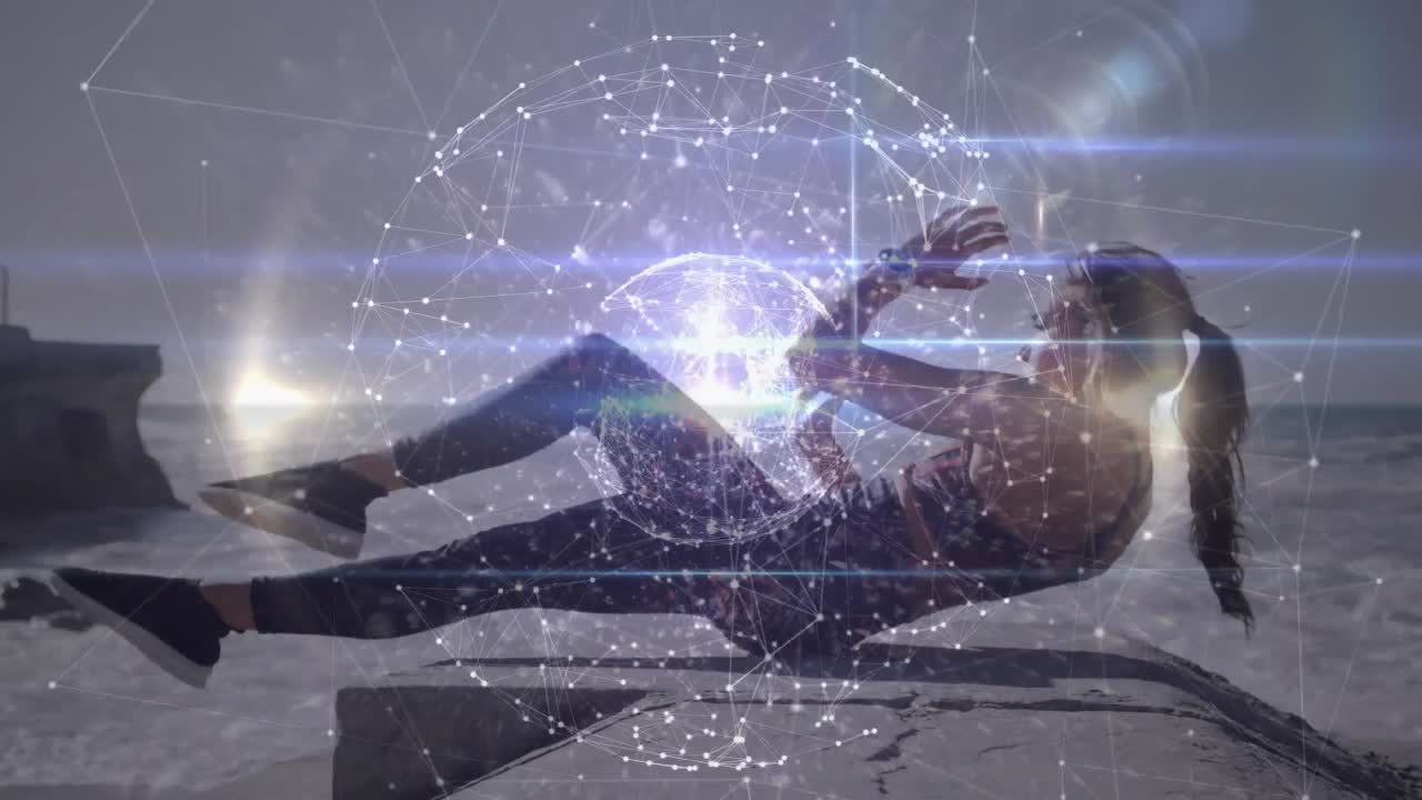 야외 운동을 하는 여성에 대한 연결 네트워크의 활성화