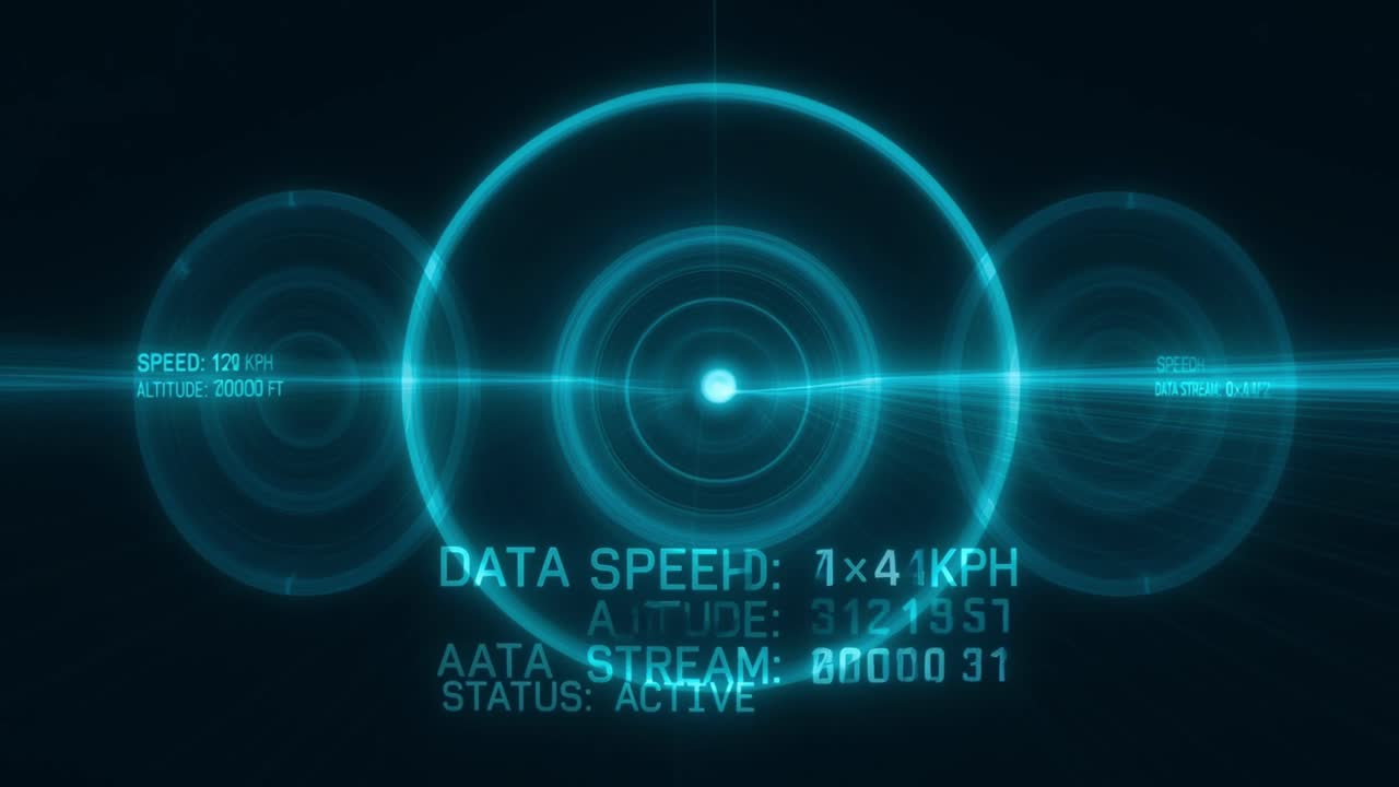Technological HUD Display Showing Data and Status