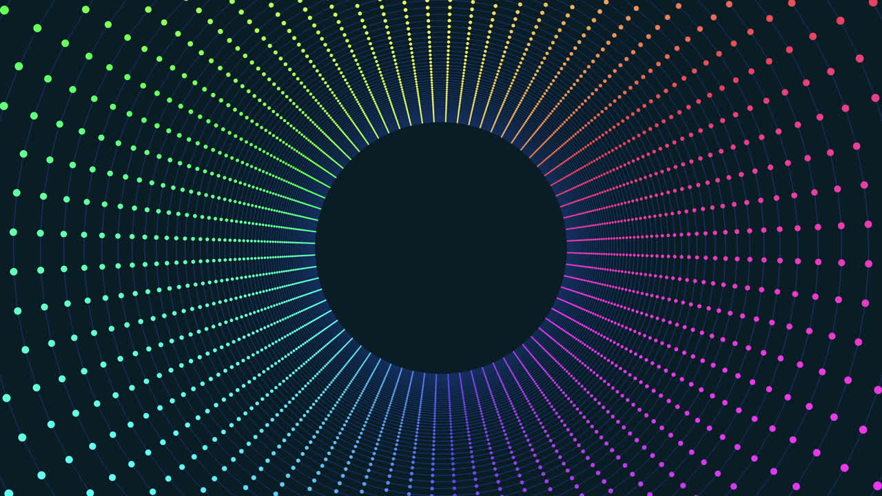 disegno circolare radiante a colori vivaci su uno sfondo scuro