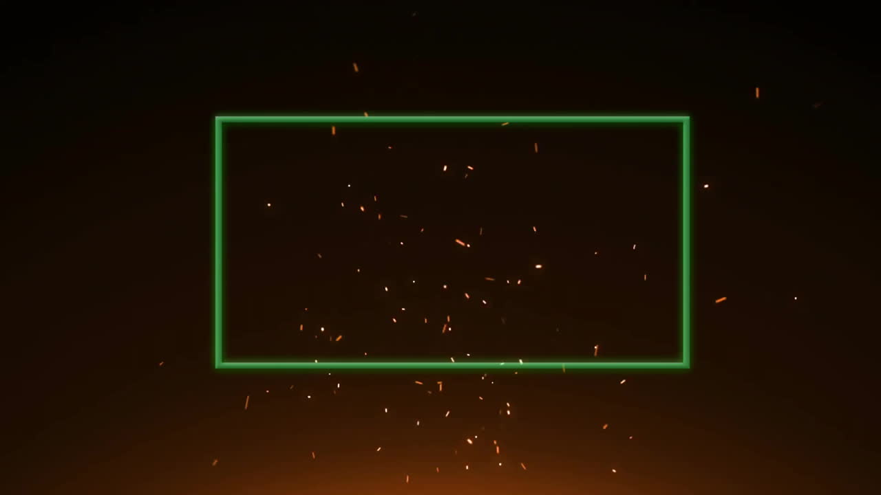 초록색 네온 프레임과 검은색 배경에 반이는 반점의 애니메이션