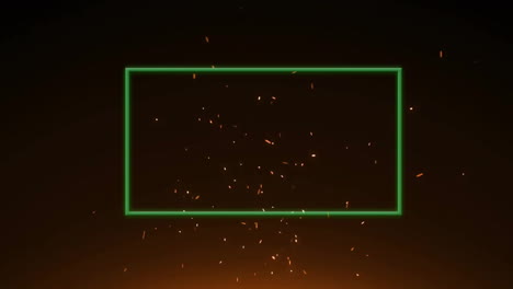 animation of green neon frame and glowing spots over black background