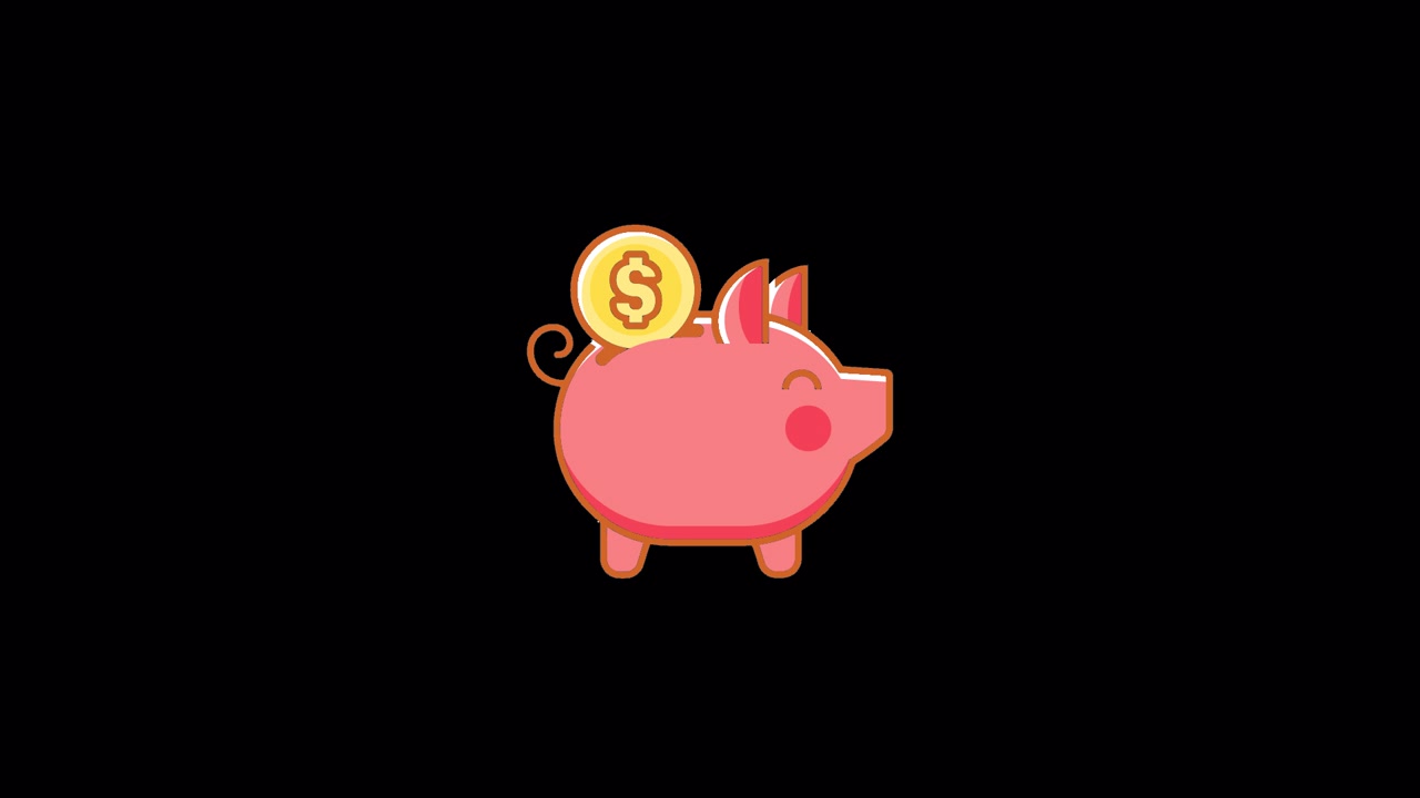 Animated Piggy Bank Saving Money Concept