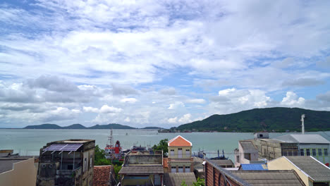 songkla city view withblue sky and bay in thailand