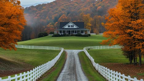 autumn farmhouse in the country