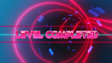 animación del texto completado a nivel a través del túnel digital