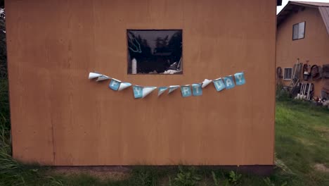 birthday sign fluttering in the wind