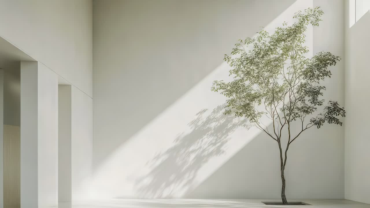 플랜트와 함께 모던 미니멀리스트 인테리어 디자인