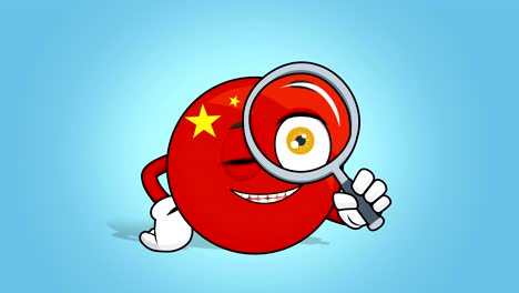 cartoon icon flag china ill with face animation