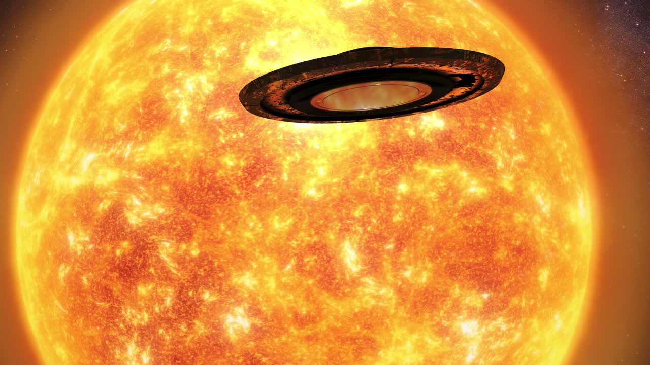 Spaceship near a sun