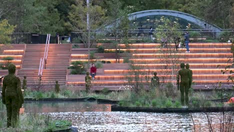 view of nature rising, eden dock, canary wharf, london, united kingdom