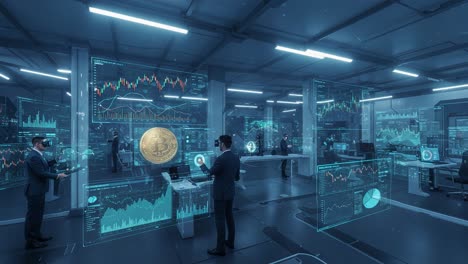 exploring the future of digital finance: blockchain technology and cryptocurrency analytics in a high-tech virtual trading environment