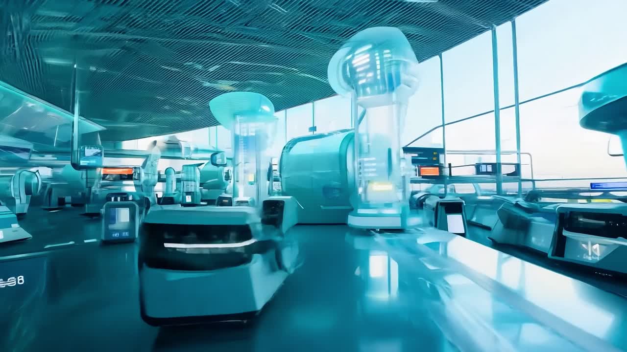 로 수하물 처리 장치가 있는 미래의 공항