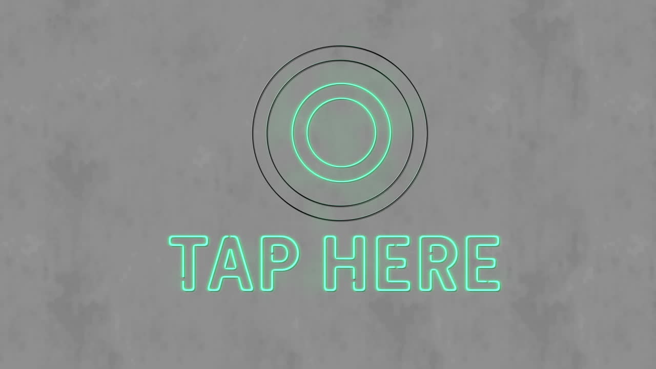 animación de neón toque aquí texto sobre fondo texturizado