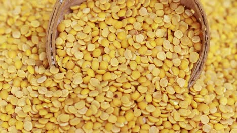 split pigeon pea in bamboo bowl from top angle at day