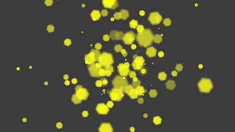 flying yellow round particles with glitters on fashion black gradient