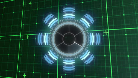 animation of radar in arc reactor over grid pattern against abstract background