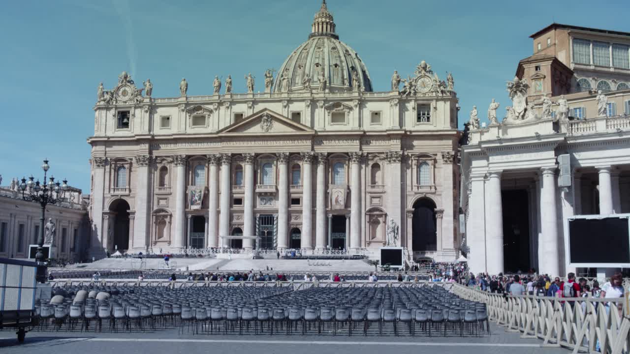 St. Peter's Basilica and Square with Chairs Set Up for an Event