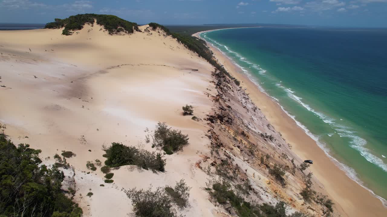 Rainbow Beach And Sand Dunes In Queensland, Australia - Aerial Shot