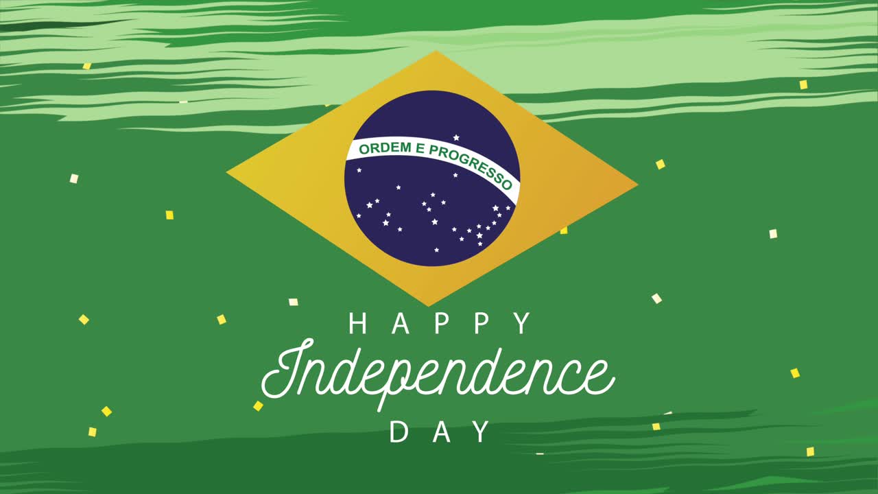 celebración del día de la independencia de brasil con letras y bandera