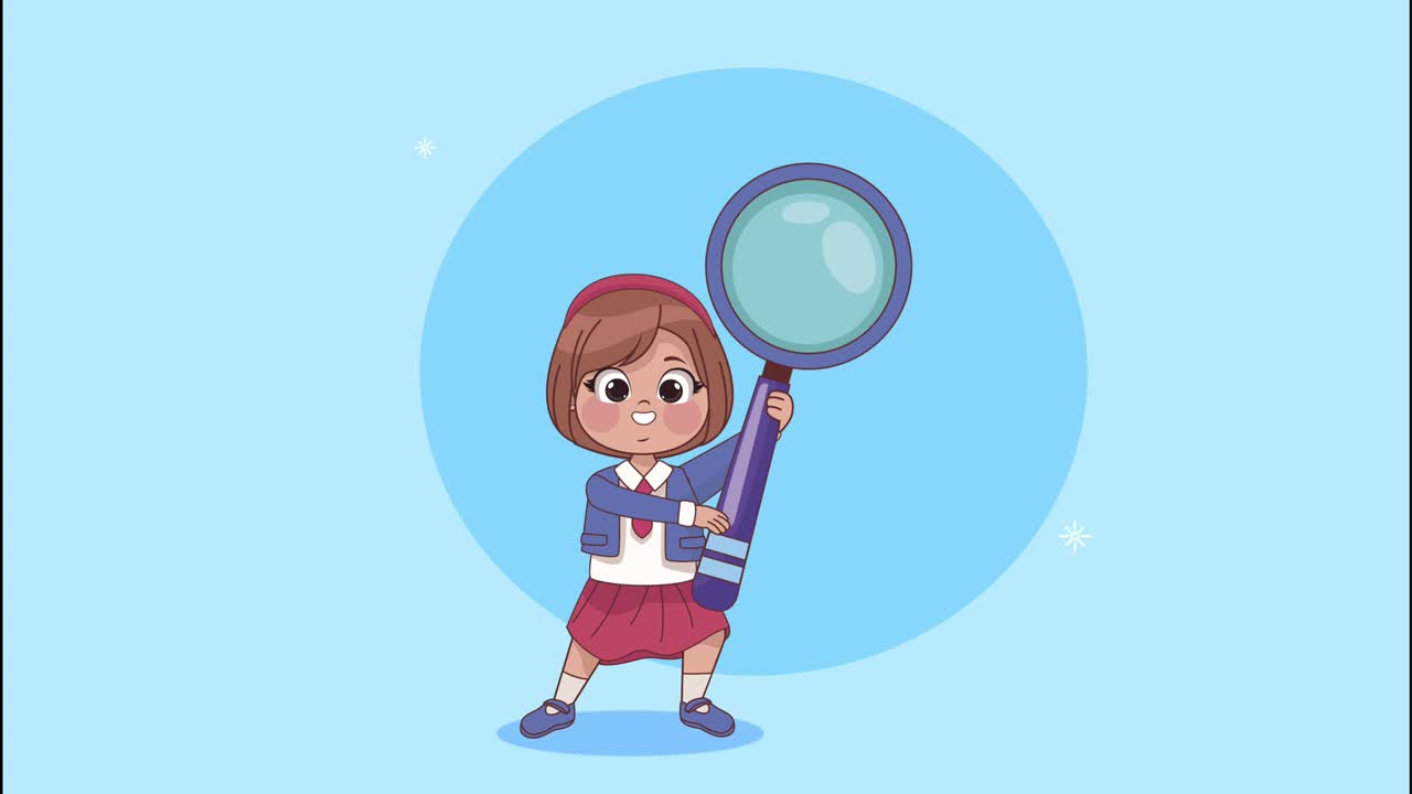 chica estudiante con lupa