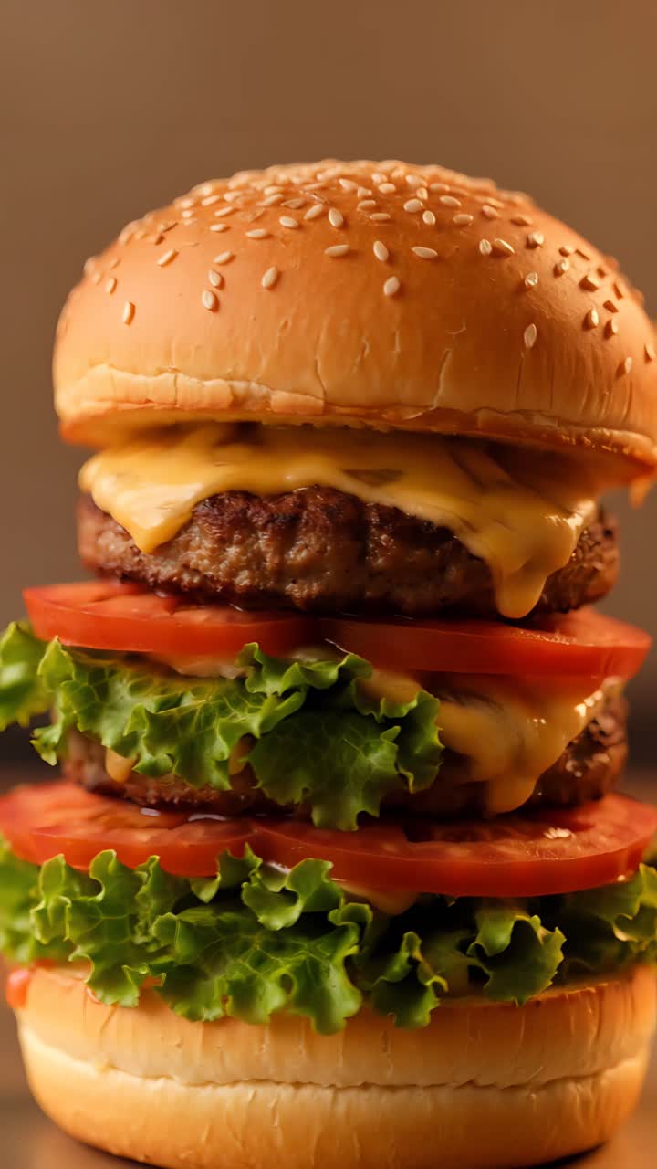 Hamburger Succoso Primo Piano Sfondo Bokeh 4K
