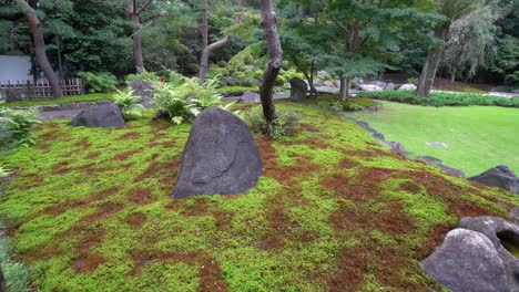 garden design is a fundamental art in all temples in japan, where large stones and different types of mosses are perfectly combined