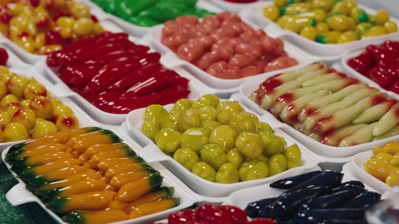 Colorful Thai Candied Fruits and Jellies