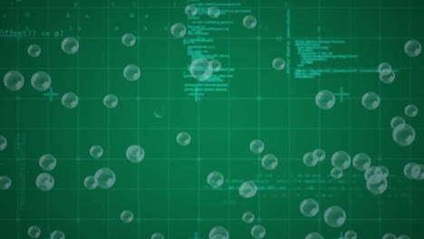 Animation-of-baubles-and-data-processing-on-green-background