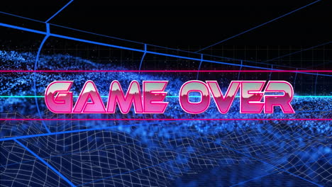 animación del juego sobre texto sobre líneas de neón y red de senderos de luz