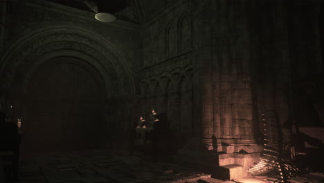 dark and mysterious gothic church interior