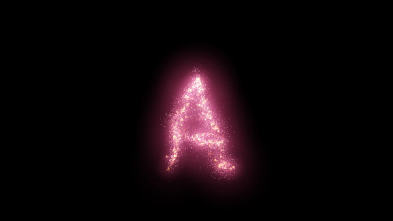 Particella rosa luminosa lettera A su sfondo trasparente