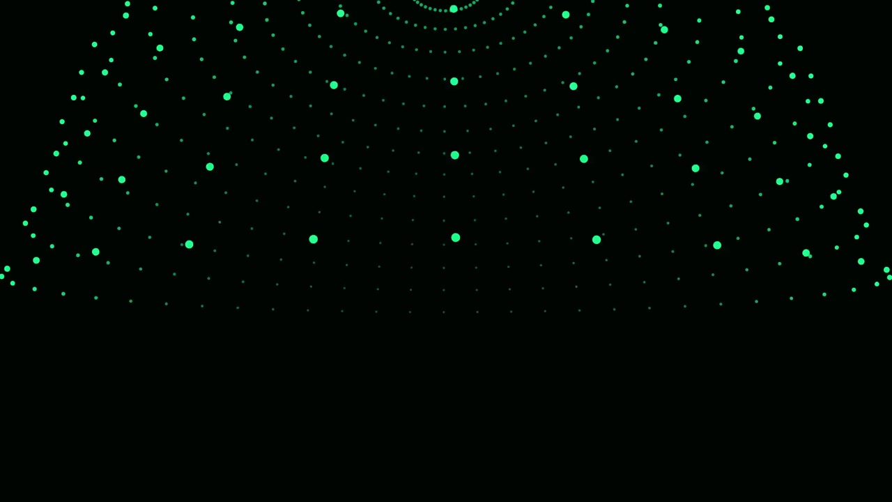 Abstract Motion Graphic of Pulsing Green Dots in a Dome Pattern