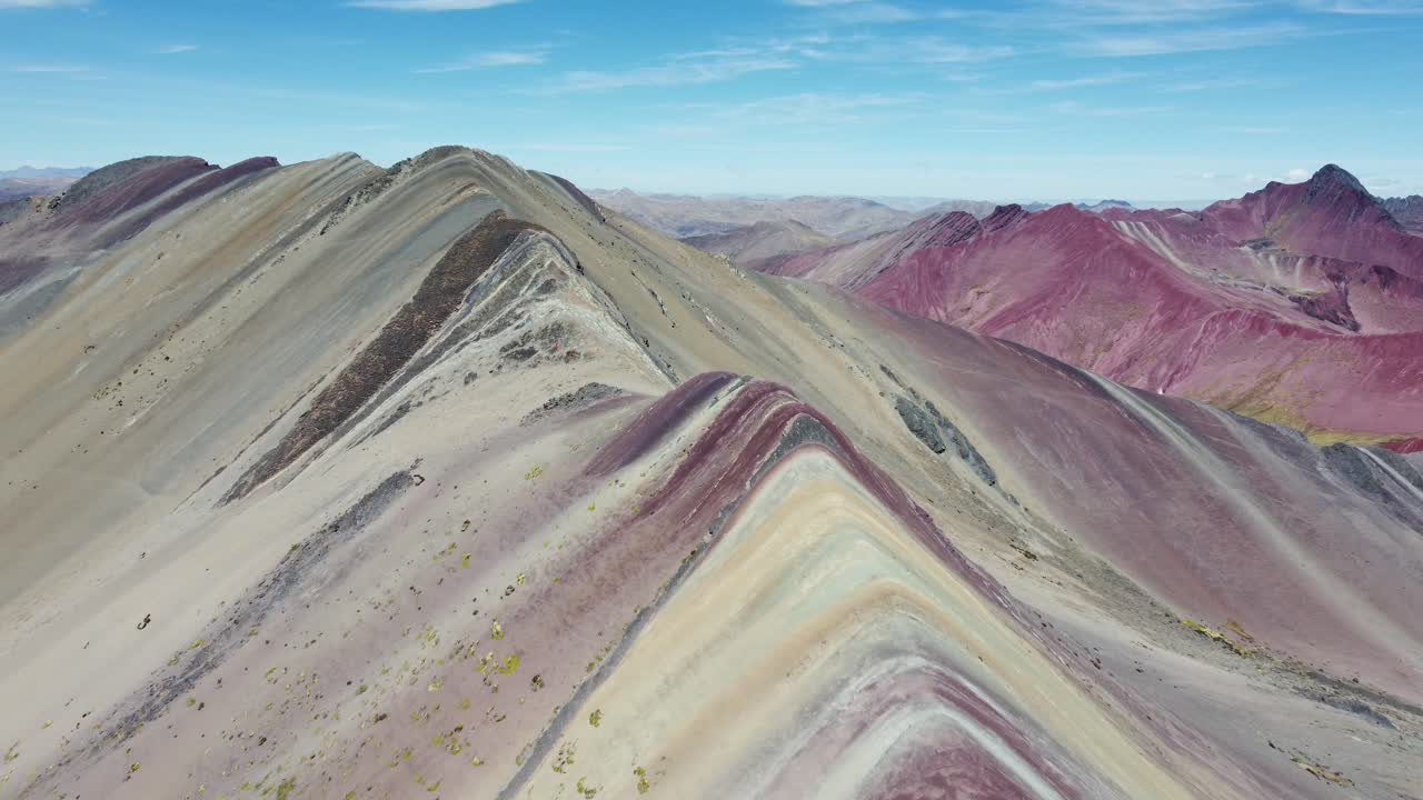 Establishing of Vinicunca striking red, yellow, and green mineral layers