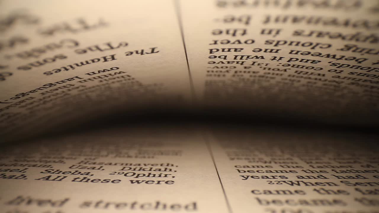 성경이 왼쪽에서 오른쪽으로 옆으로 이동하고 페이지가 끝까지 내려갈 때 프레임의 상단에서 하단으로 이동