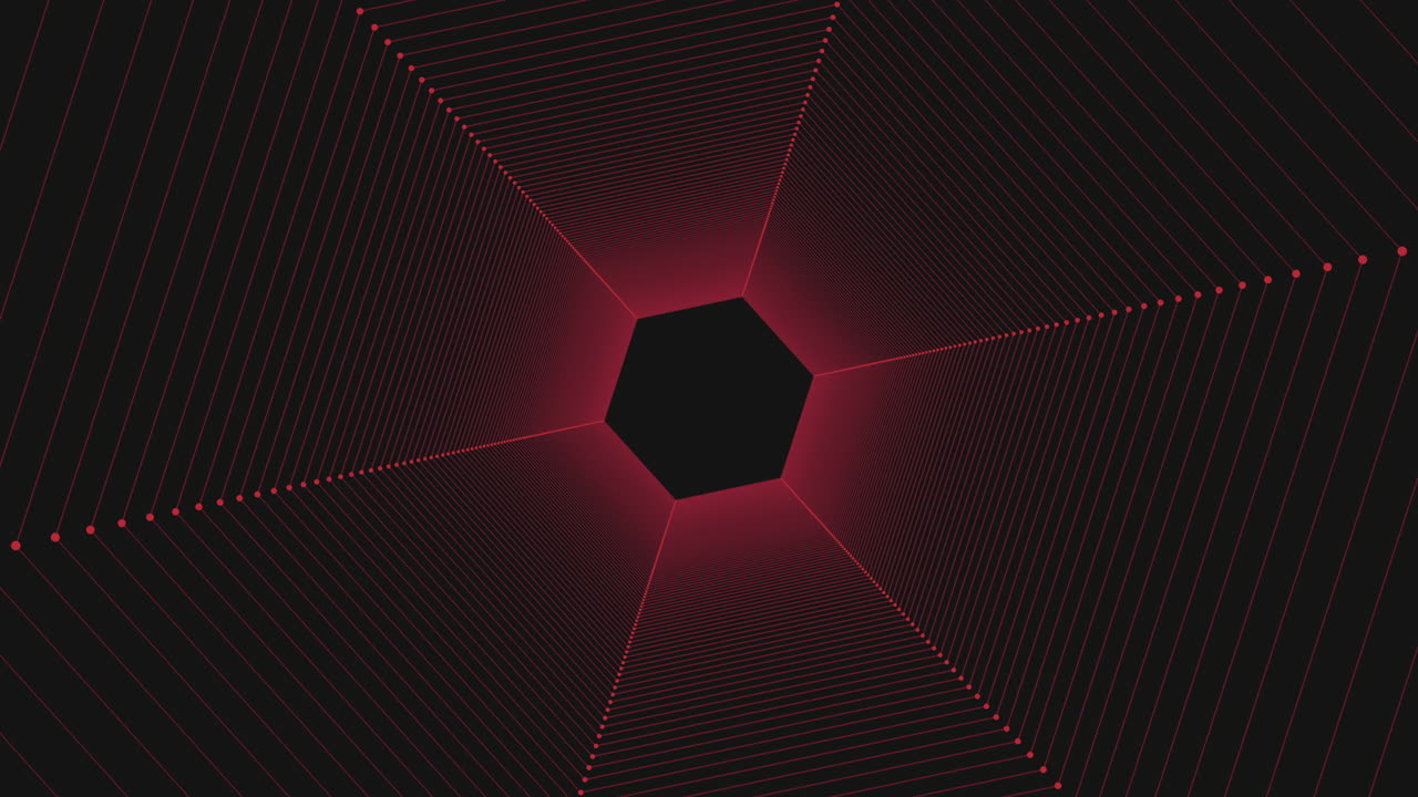 Dynamic red and black hexagonal pattern with striking lines