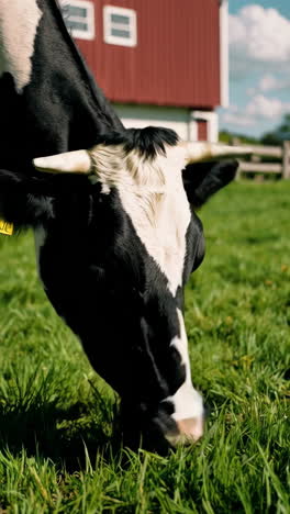peaceful countryside farm scene with cows and red barn
