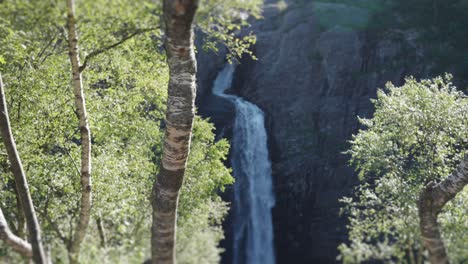 una vista de la cascada que cae en un profundo desfiladero