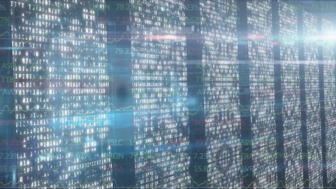 Animation of stock market over columns with binary coding