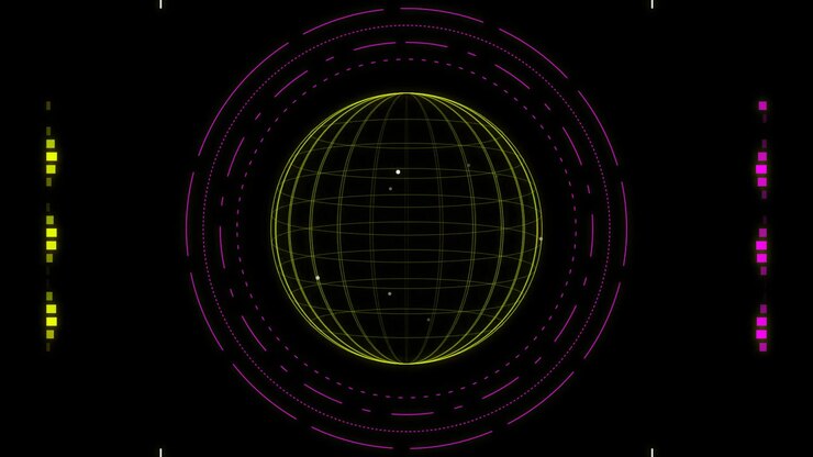 Futuristic Digital Globe Interface with Data Visualization