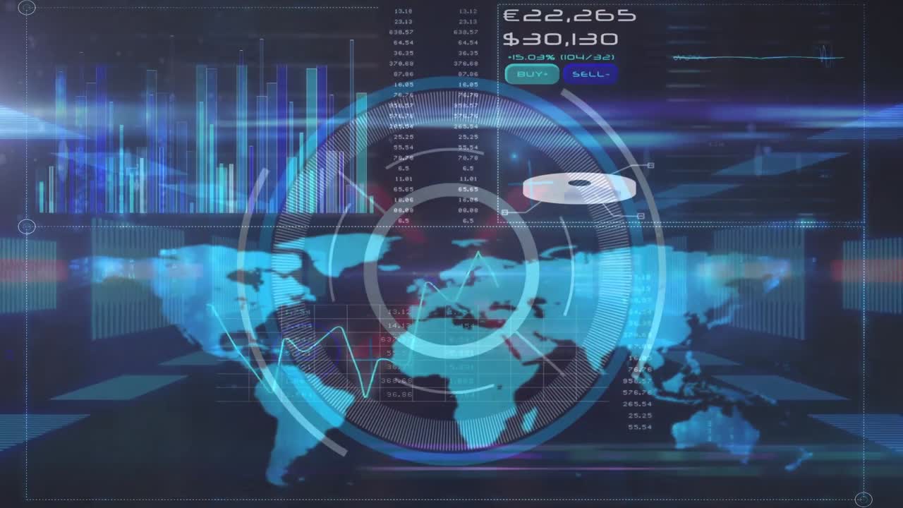 animación del procesamiento de datos sobre el escaneo del alcance