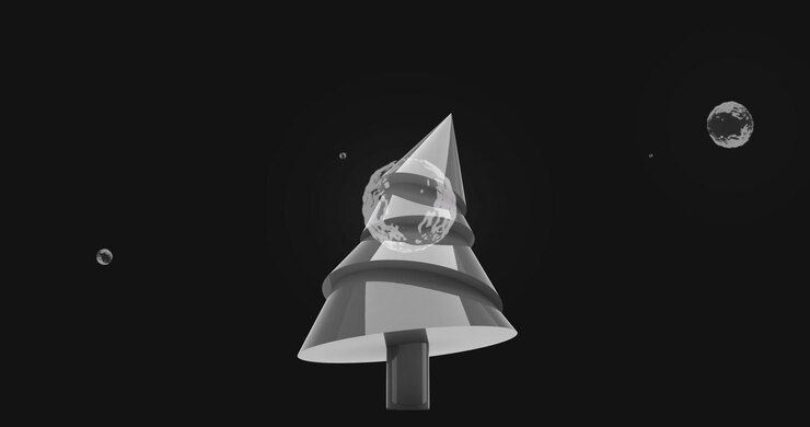 Animation of christmas tree over black background
