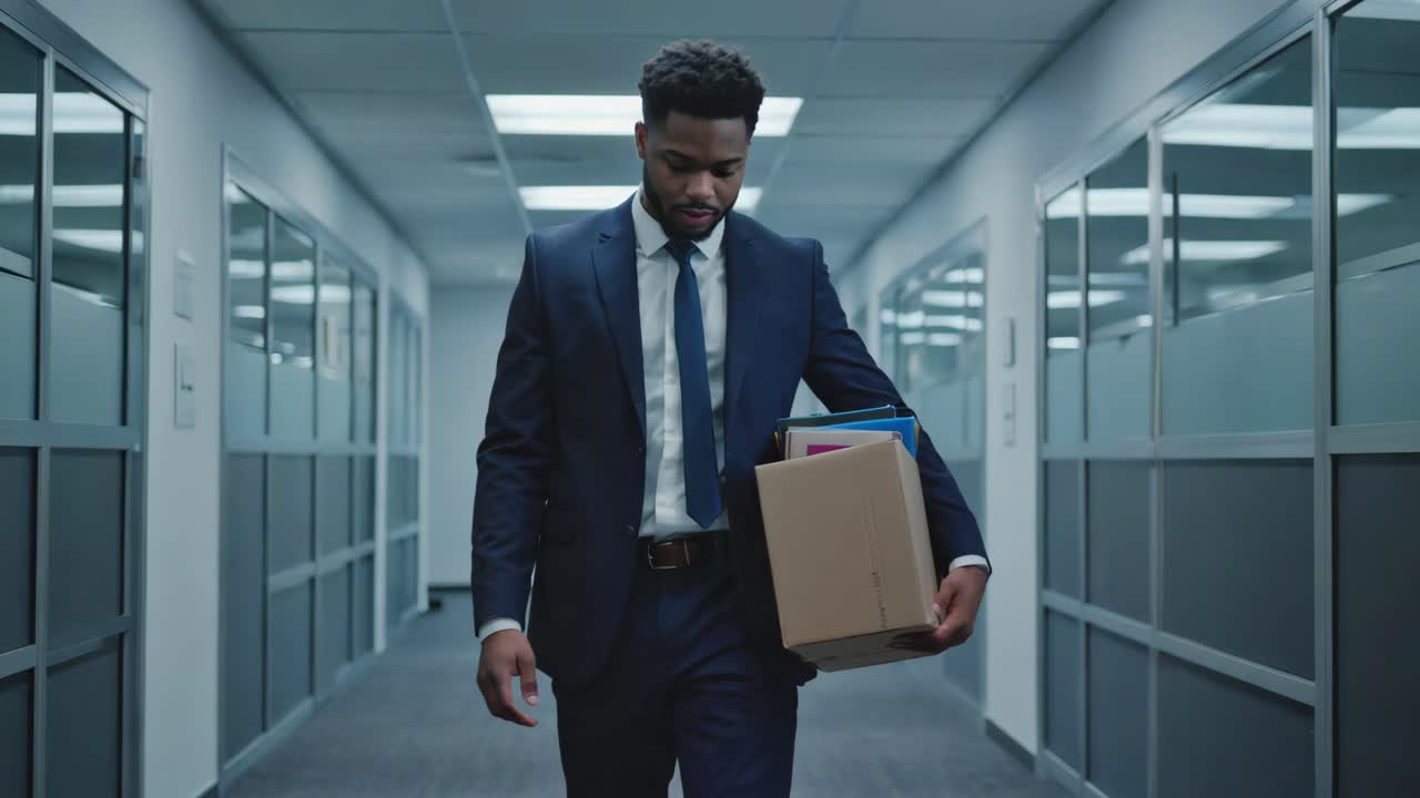 Man Carrying Box in Office After Being Fired