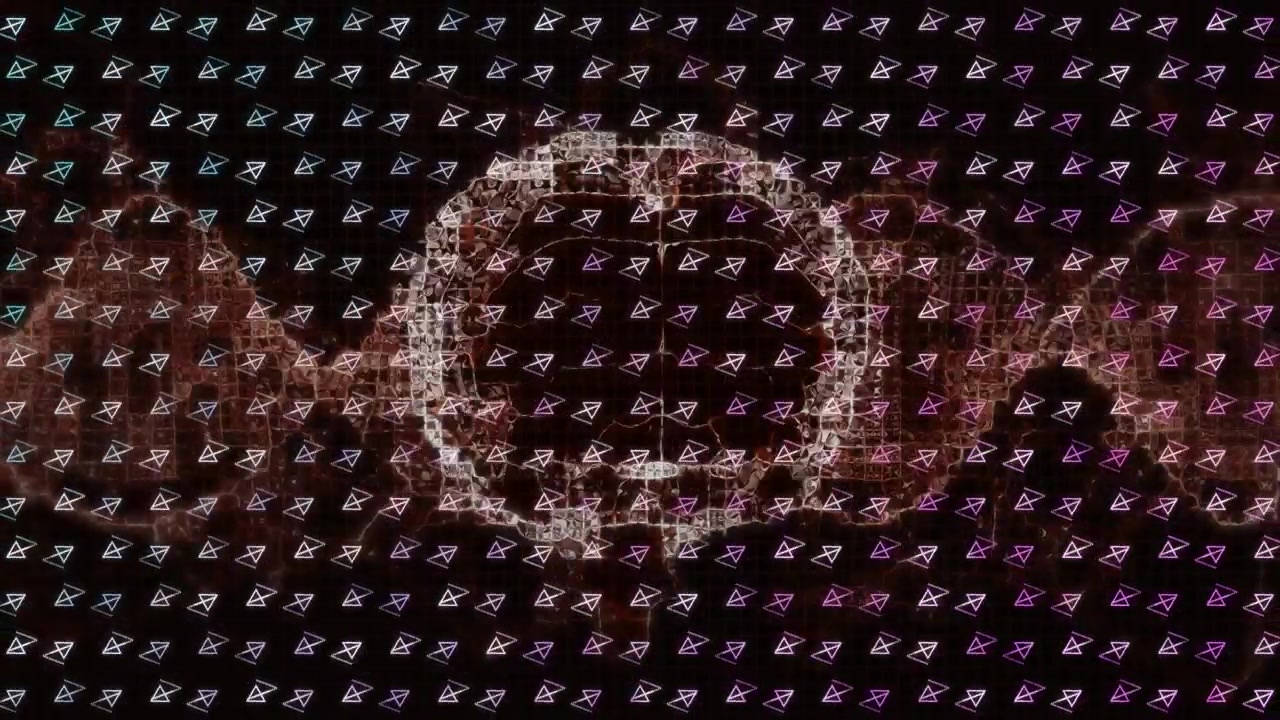 Animation of shapes over digital brain on black background