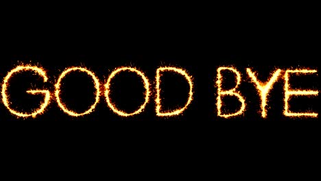 good bye text sparkler glitter sparks firework loop animation